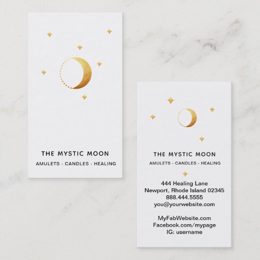 *~* Gold White - Mondstars Mystic Moon Luna Visitenkarte (Vorne/Hinten)