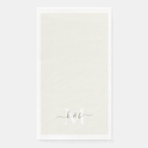 Gold & White Monogram Swash Script Creme Serviette