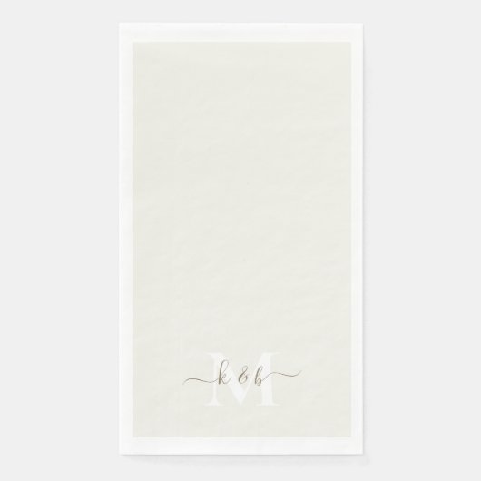 Gold & White Monogram Swash Script Creme Serviette (Vorderseite)