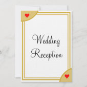 Gold White Monogram Wedding Reception Hearts Einladung (Vorderseite)