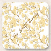 Gold White Morning Glory Blume Getränkeuntersetzer (Vorderseite)