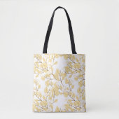 Gold White Morning Glory Blume Tasche (Vorderseite)