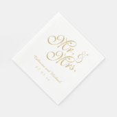 Gold White Mr. und Mrs. | Hochzeitspapier Napkins Serviette (Ecke)