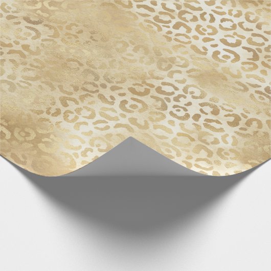 Gold White Ombre Leopard Geschenkpapier (Ecke)
