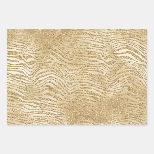 Gold White Ombre Zebra Confetti Glitzern         Geschenkpapier Set (Vorderseite 3)