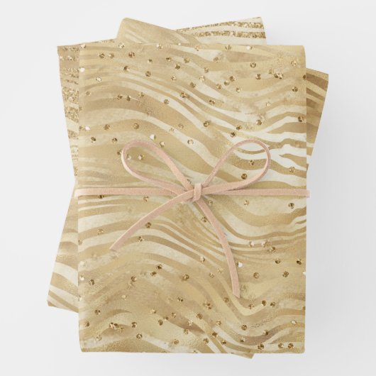 Gold White Ombre Zebra Confetti Glitzern Geschenkpapier Set (Beispiel)