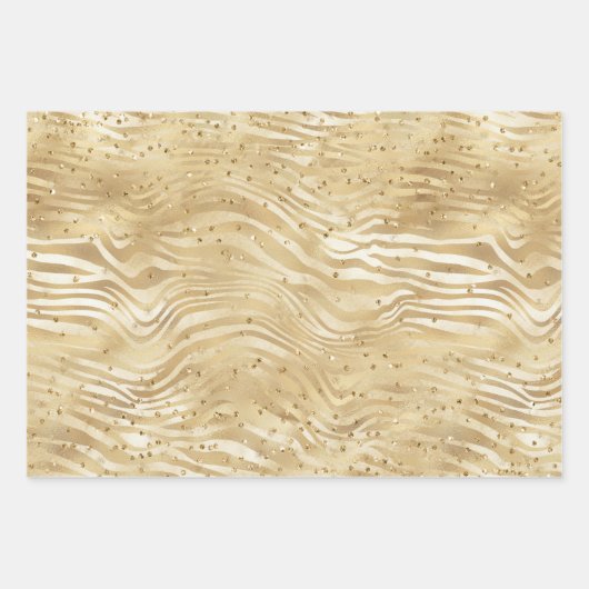 Gold White Ombre Zebra Confetti Glitzern Geschenkpapier Set (Vorderseite)