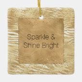 Gold White Ombre Zebra Confetti Glitzern Keramikornament (Vorderseite)