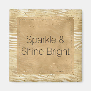 Gold White Ombre Zebra Confetti Glitzern Magnet
