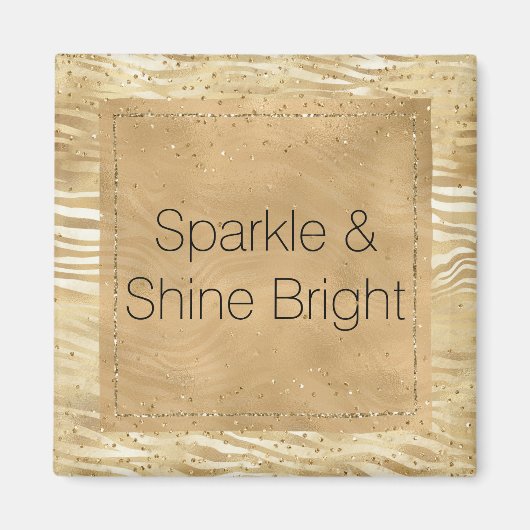 Gold White Ombre Zebra Confetti Glitzern Magnet (Vorne)