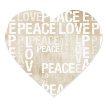 Gold White Peace Liebe Heart Sticker
