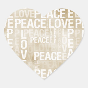 Gold White Peace                LoveHeart Aufklebe Herz-Aufkleber