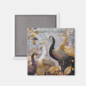 Gold White Peacocks Magnet (Vorderseite/Rückseite)