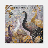 Gold White Peacocks Magnet (Vorne)