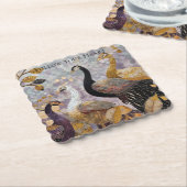 Gold White Peacocks Untersetzer (angewinkelt)