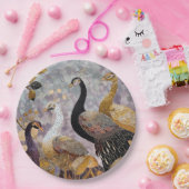 Gold White Peacocks Weihnachten Pappteller (Party)