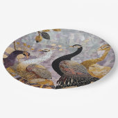 Gold White Peacocks Weihnachten Pappteller (Schrägansicht)