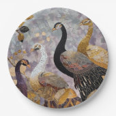 Gold White Peacocks Weihnachten Pappteller (Vorderseite)