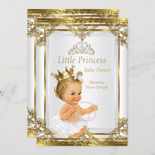 Gold White Pearl Princess Baby Dusche Blonde Baby Einladung