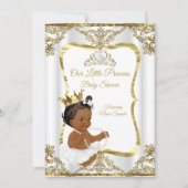 Gold White Pearl Princess Baby Shower Ethnic Einladung (Vorderseite)