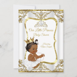 Gold White Pearl Princess Baby Shower Ethnic Einladung