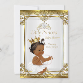 Gold White Pearl Princess Baby Shower Ethnic Einladung