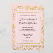 Gold White Pink Confetti Wedding Einladungen (Vorne/Hinten)