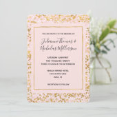 Gold White Pink Confetti Wedding Einladungen (Stehend Vorderseite)