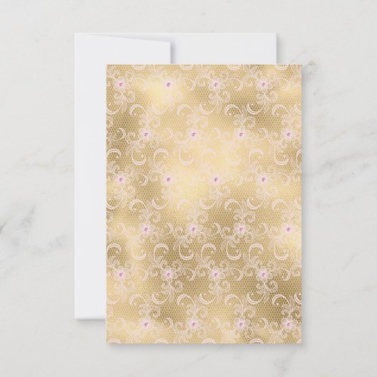 Gold White Pink Lace Einfach All Occassion UAWG Einladung (Rückseite)