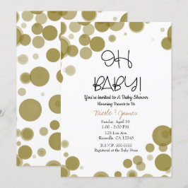 Gold & White Polka Dot Bubbles OH BABY Dusche Einladung