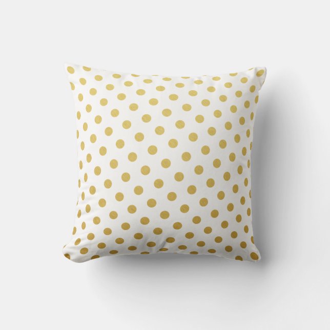 Gold & White Polka Dot Pattern Kissen (Vorderseite)