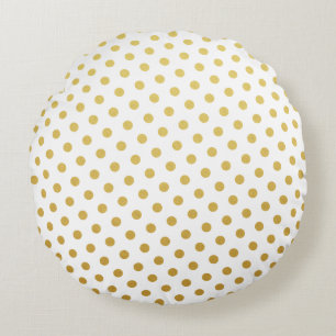 Gold & White Polka Dot Rundkissen Rundes Kissen