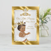 Gold White Princess Baby Dusche Ethnic Einladung (Stehend Vorderseite)