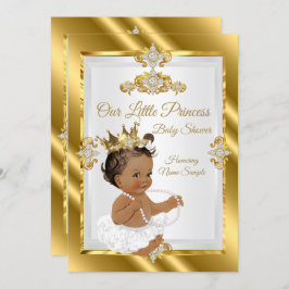 Gold White Princess Baby Dusche Ethnic Einladung