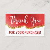 Gold White Red Glitzer Agate Vielen Dank für Ihre Visitenkarte (Vorderseite)