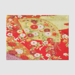 Gold White Red Japanisch Kimono Floral Decoupage Seidenpapier
