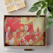 Gold White Red Japanisch Kimono Floral Decoupage Seidenpapier (Geschenk)