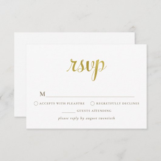 Gold White RSVP-Karte zum 50-jährigen Jubiläum RSVP Karte (Vorne/Hinten)