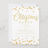 Gold White Script Confetti Weihnachten Party Einladung (Vorderseite)