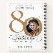 Gold White Script Elegant 80. Geburtstag Gästebuch Notizblock (Rückseite)