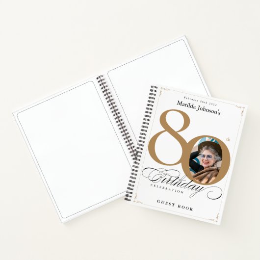 Gold White Script Elegant 80. Geburtstag Gästebuch Notizblock (Innenseite)