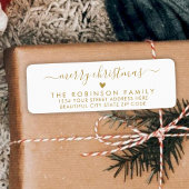 Gold White Script Herz Weihnachten Rücksendeadress