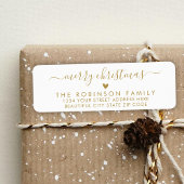 Gold White Script Herz Weihnachten Rücksendeadress