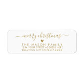 Gold White Script Herz Weihnachten Rücksendeadress (Vorne)