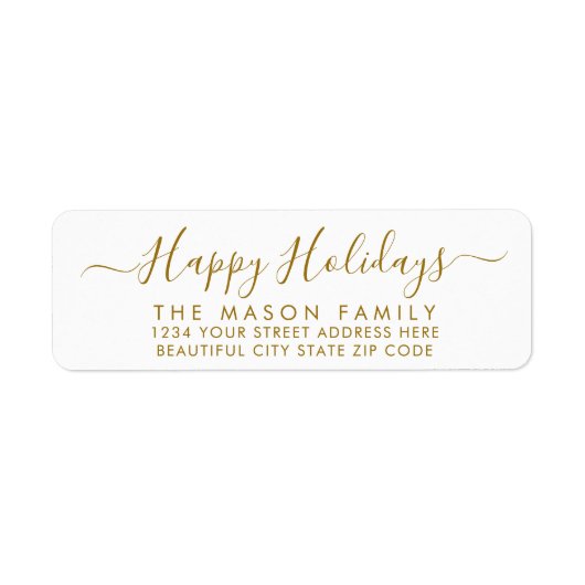 Gold White Script Rücksendeadresse (Vorne)