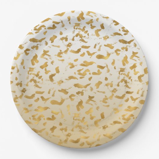 Gold White Shadow Print Pappteller (Vorderseite)