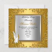 Gold White Silver High Heel Shoes Champagner Einladung (Rückseite)