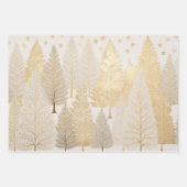 Gold White Silver Trees Weihnachten Geschenkpapier Set (Vorderseite 3)