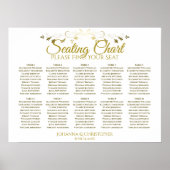 Gold & White Simple 10 Table Wedding Seating Chart Poster (Vorne)