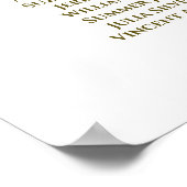 Gold & White Simple 9 Table Wedding Chart Poster (Ecke)